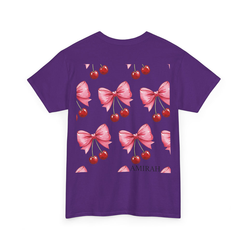 Cherry Bow Women's Tee, High Quality woman's Cotton Tshirt, Fashionable