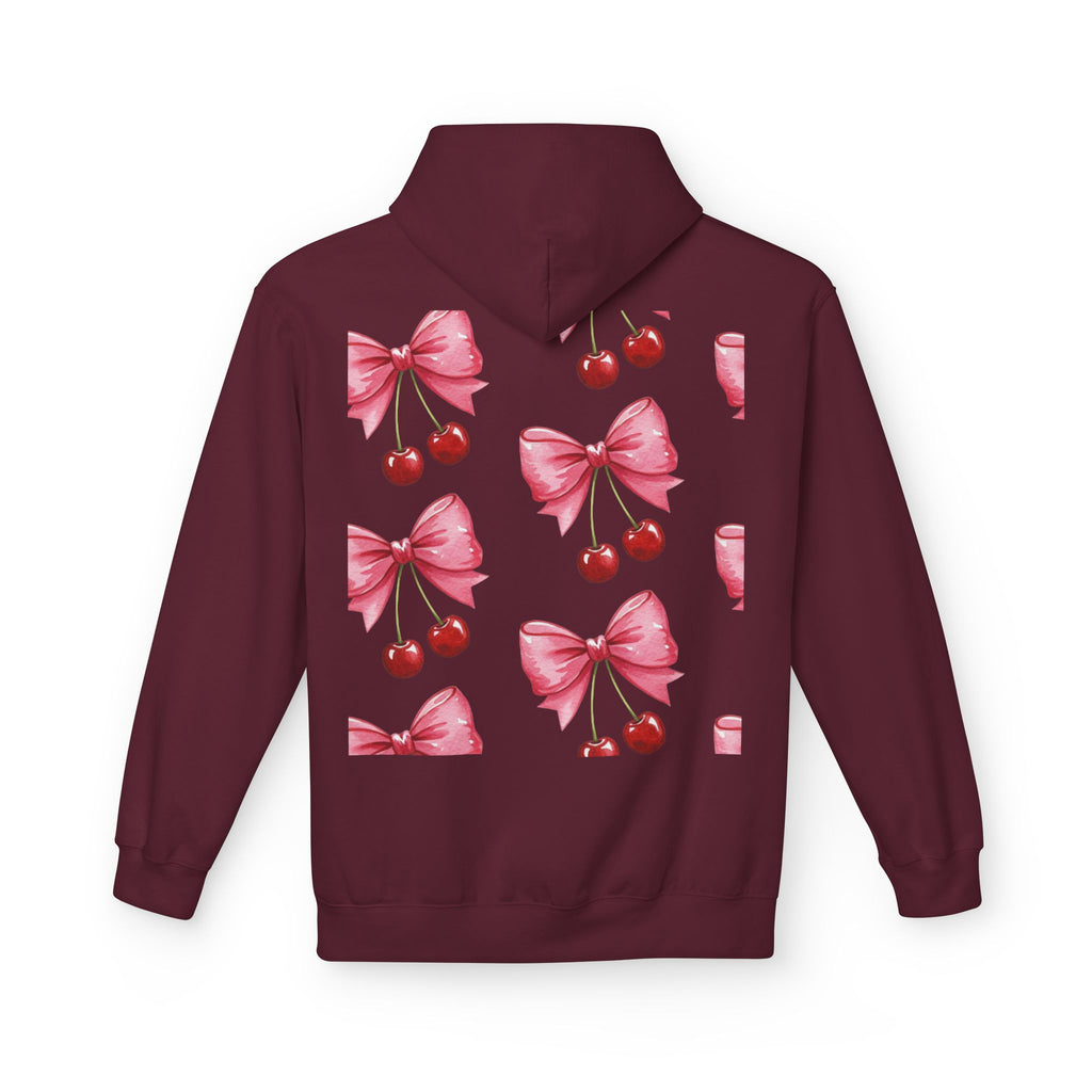 Cherry Bow Women's Hoodie - Soft Fleece, Unisex, Midweight, Cute Cherry Design,