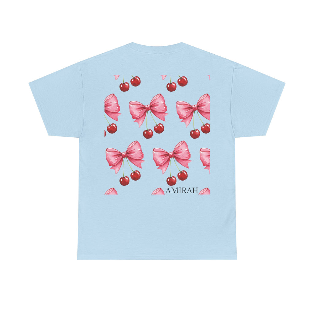 Cherry Bow Women's Tee, High Quality woman's Cotton Tshirt, Fashionable