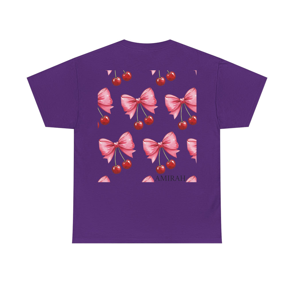 Cherry Bow Women's Tee, High Quality woman's Cotton Tshirt, Fashionable