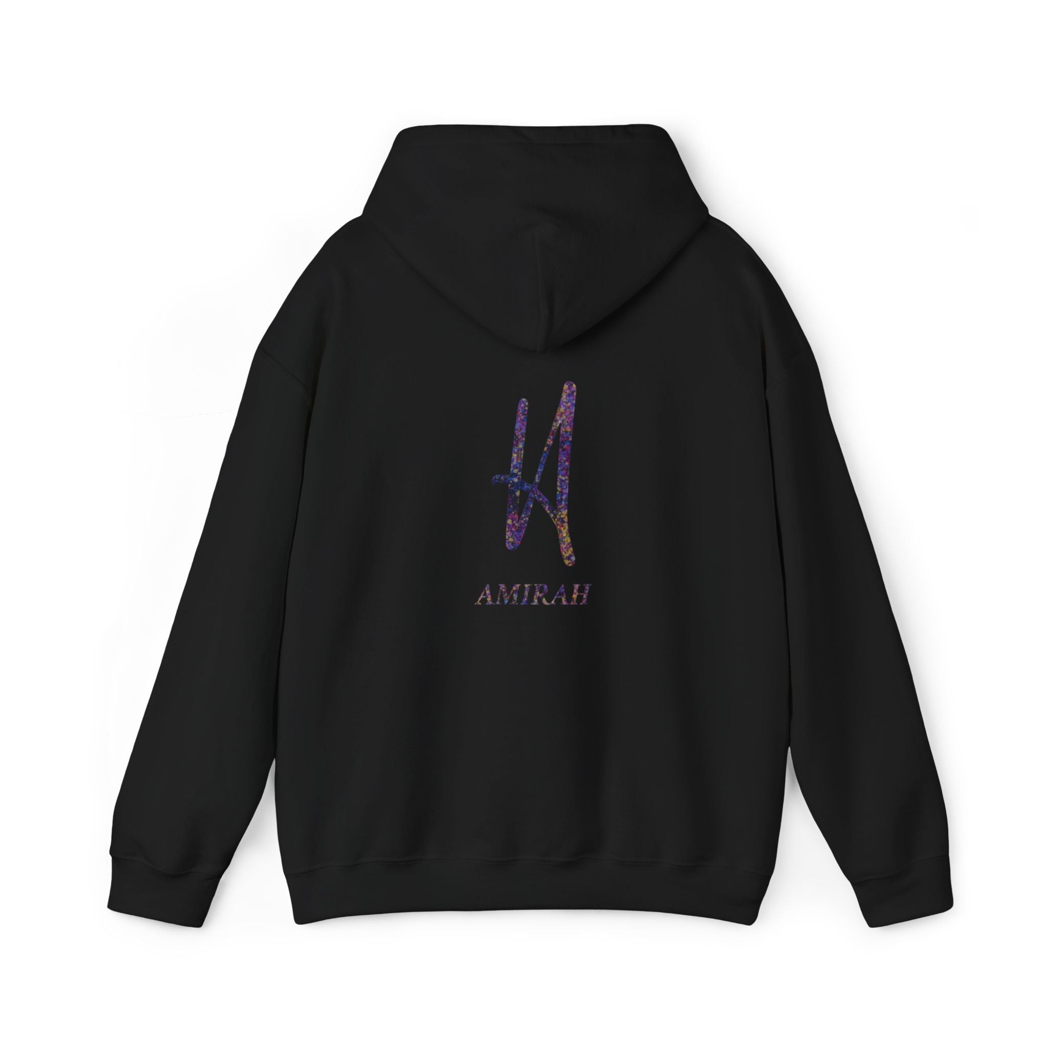 AMIRAH Brand Splatter Logo Hoodie Luxury Unique, Heavy Blend Sweatshirt