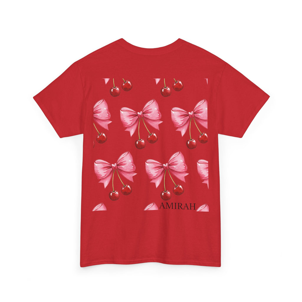 Cherry Bow Women's Tee, High Quality woman's Cotton Tshirt, Fashionable