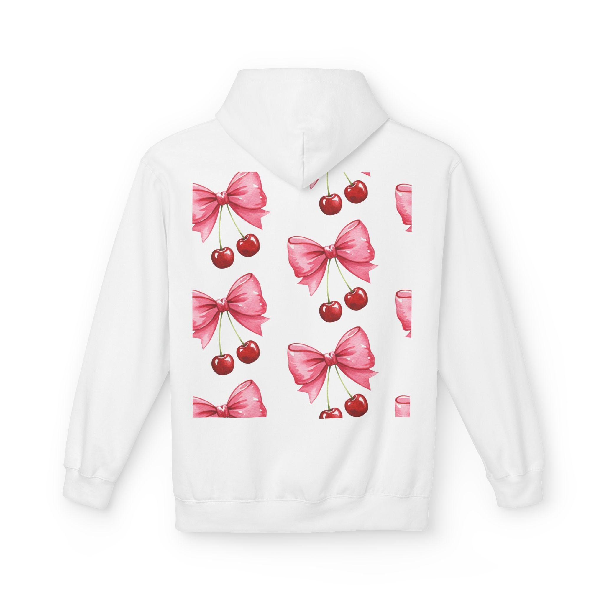 Cherry Bow Women's Hoodie - Soft Fleece, Unisex, Midweight, Cute Cherry Design,