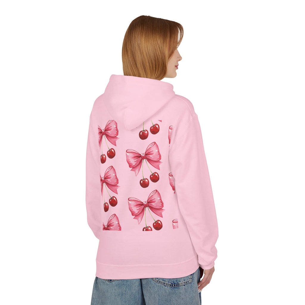 Cherry Bow Women's Hoodie - Soft Fleece, Unisex, Midweight, Cute Cherry Design,