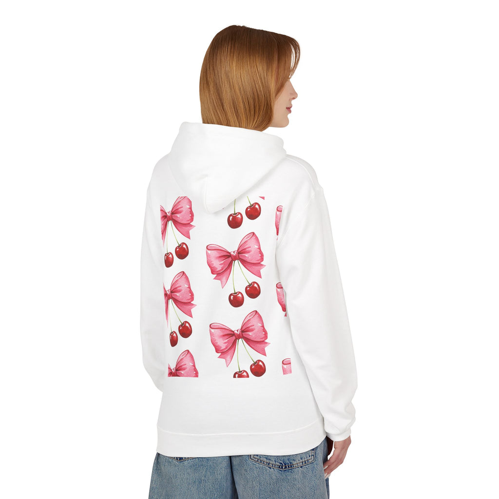 Cherry Bow Women's Hoodie - Soft Fleece, Unisex, Midweight, Cute Cherry Design,