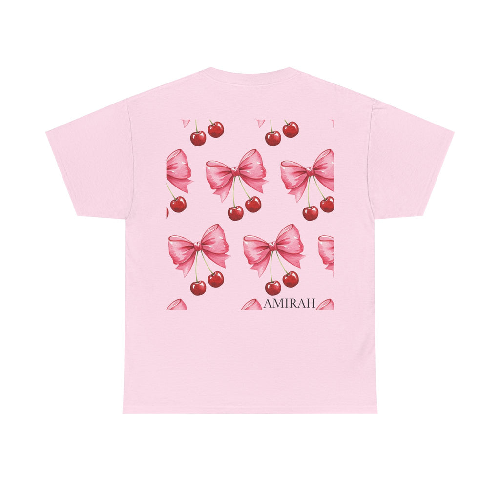Cherry Bow Women's Tee, High Quality woman's Cotton Tshirt, Fashionable